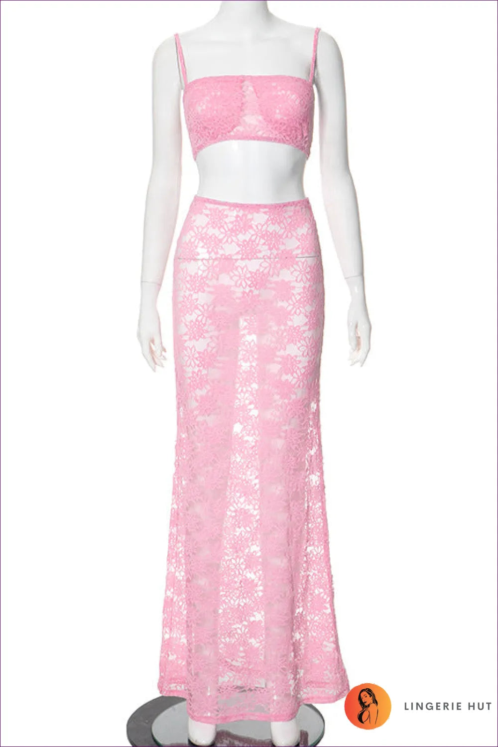 Glamorous Pink Lace Two-piece Set - Summer Chic