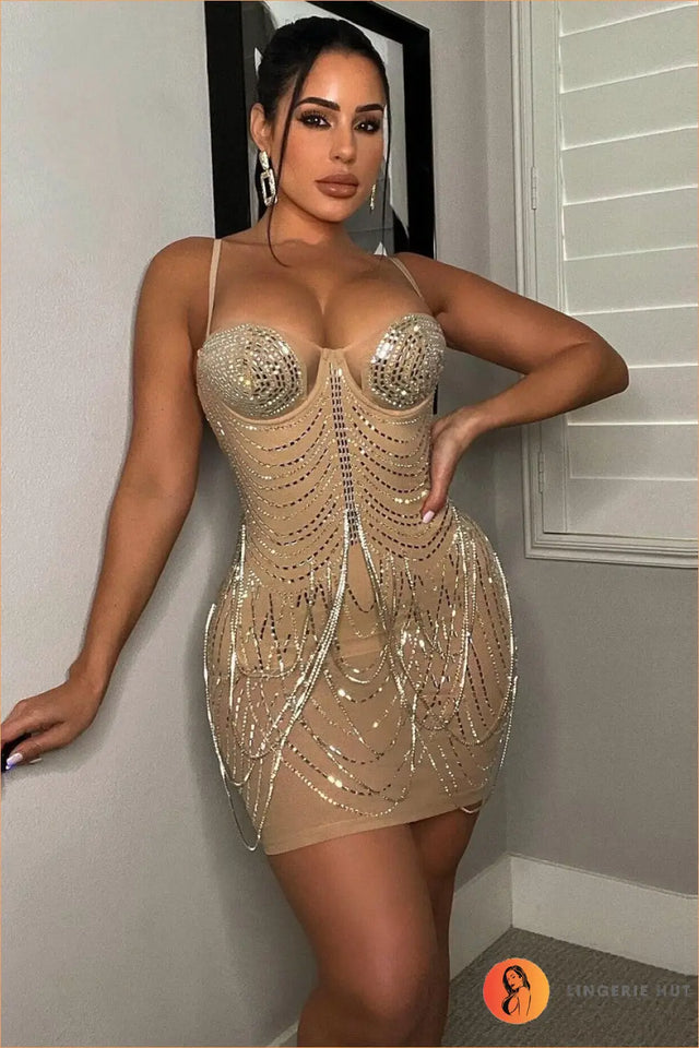 Rhinestone Tassel Mini Dress - Made For The Spotlight