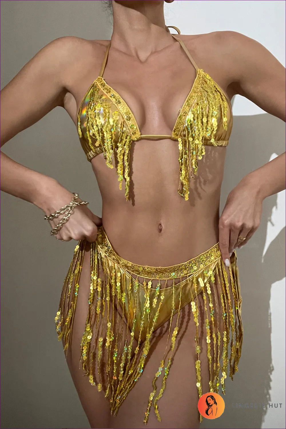 Capture The Night In Lingerie Hut’s Glittering Fringe Co Ord Set. Your Time To Shine Is Now—don’t Wait Dazzle.