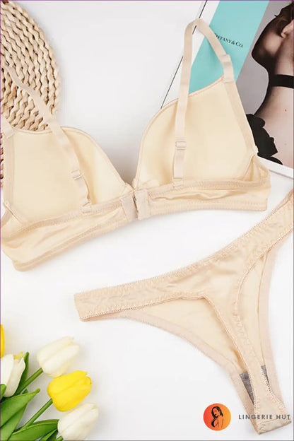 Glossy Push-up Bra Set with Minimal Thong - Sleek Confidence for Set, Casual, Date Night, Everyday,