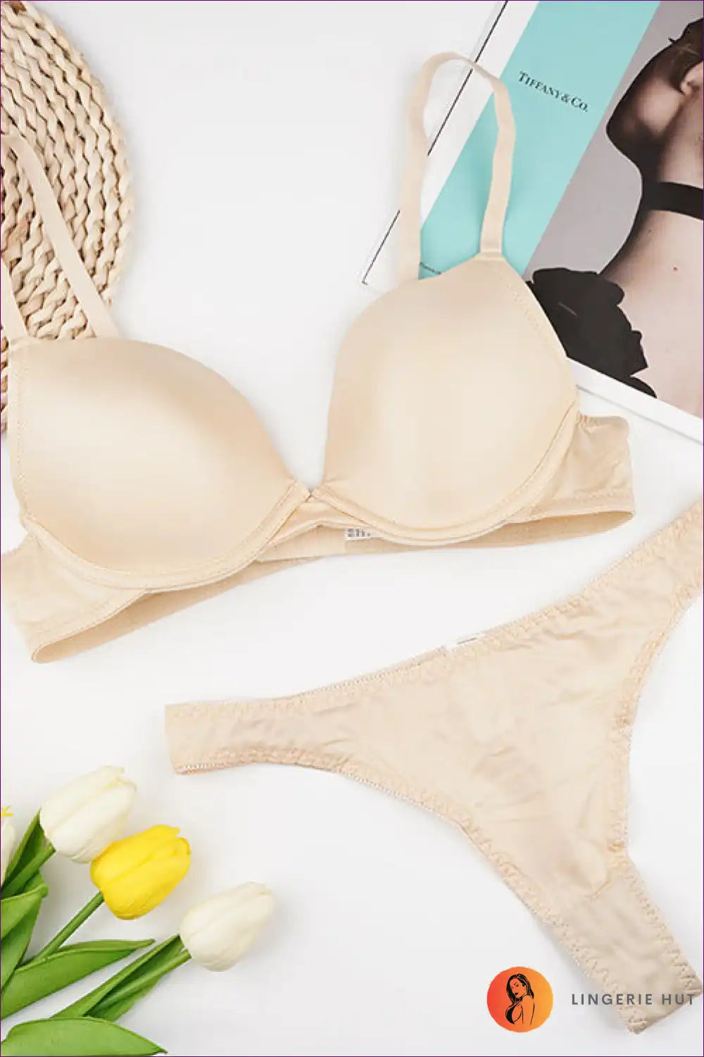 Glossy Push-up Bra Set with Minimal Thong - Sleek Confidence for Set, Casual, Date Night, Everyday,