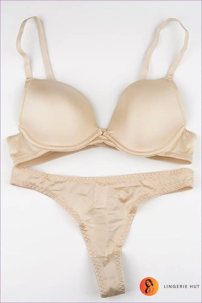 Glossy Push-up Bra Set with Minimal Thong - Sleek Confidence for Set, Casual, Date Night, Everyday,
