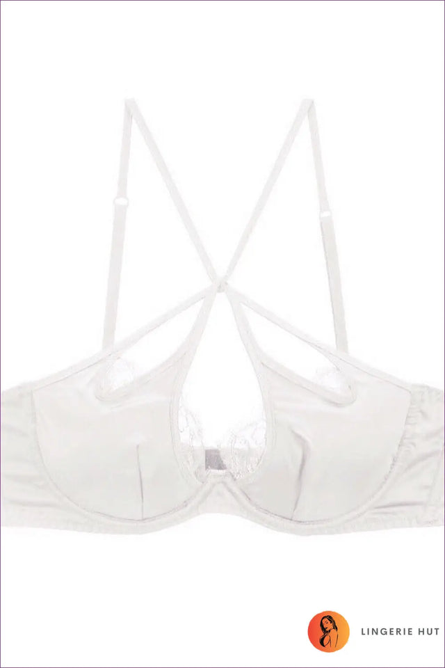 Glossy Satin Cutout Bra Set with Criss Cross Straps - Bold Modern Mood