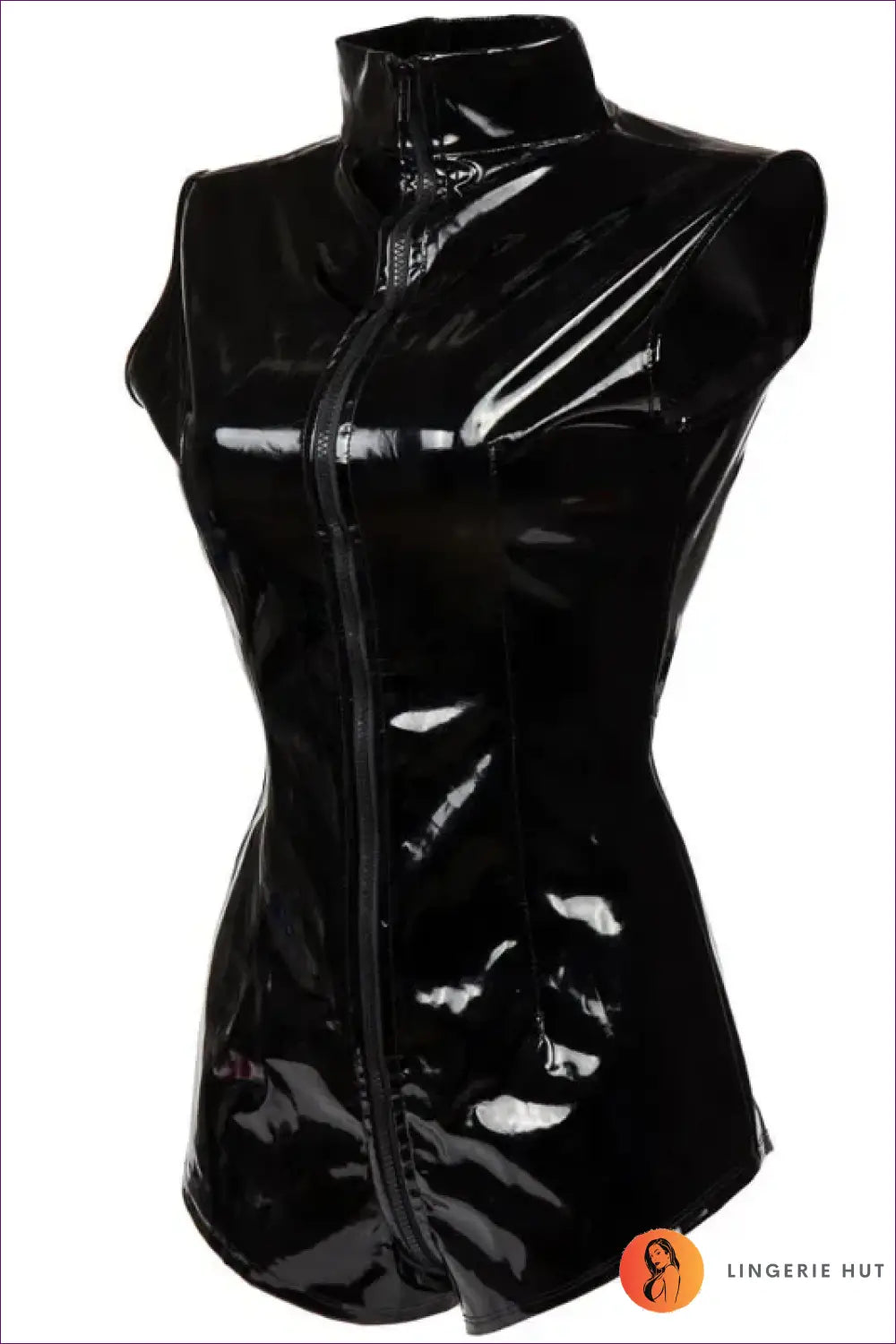 Glossy Turtleneck Romper with Front Zip - Club Night Edge - Playsuit - Clubwear • just in • Mini • out • Party
