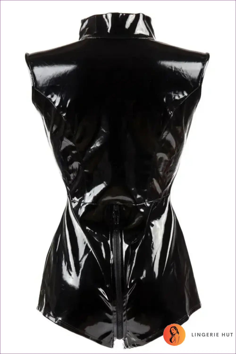 Glossy Turtleneck Romper with Front Zip - Club Night Edge - Playsuit - Clubwear • just in • Mini • out • Party