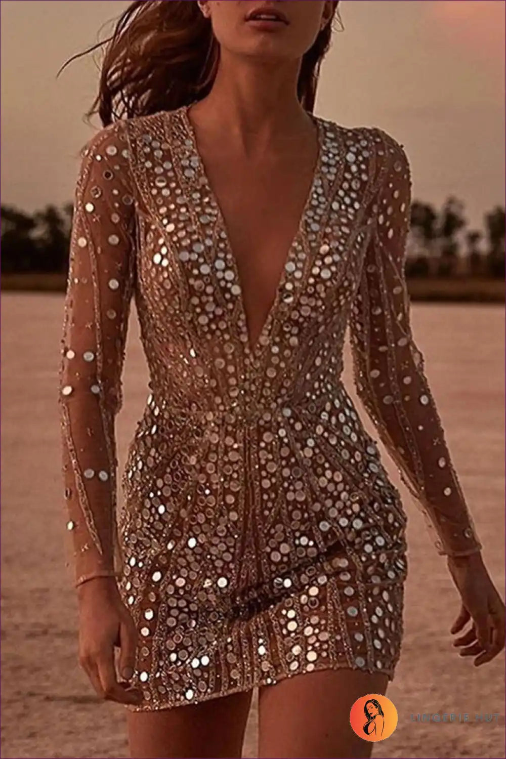 Dazzle In Lingerie Hut’s Gold Sequin Lace Bodycon Dress - a Stunning Creation That Combines Luxury