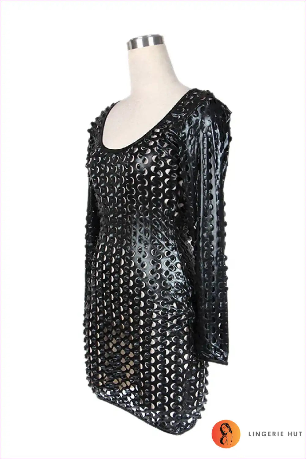 Gothic High-voltage Vinyl Dress - Women’s Futuristic Bodycon for Bodycon, Clubwear, Everyday, just In, Leather