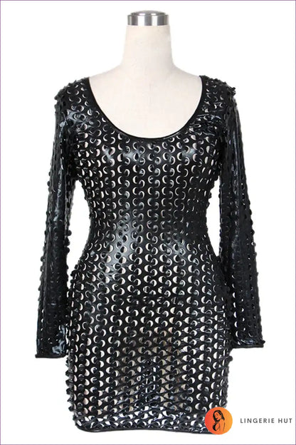 Gothic High-voltage Vinyl Dress - Women’s Futuristic Bodycon for Bodycon, Clubwear, Everyday, just In, Leather