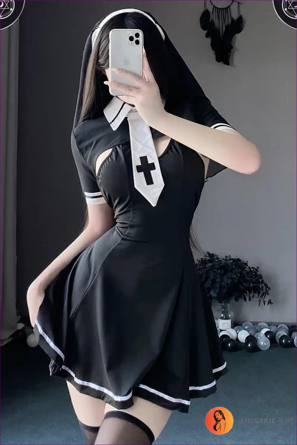 Gothic Maid Nun Cosplay Set with Tassel Details - After-dark Edit for Backless, Costume, Halloween, just In,
