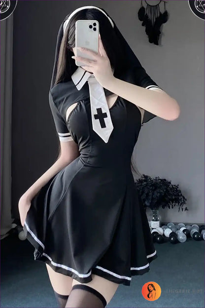 Gothic Maid Nun Cosplay Set with Tassel Details - After-dark Edit for Backless, Costume, Halloween, just In,