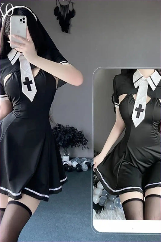Gothic Maid Nun Cosplay Set with Tassel Details - After-dark Edit for Backless, Costume, Halloween, just In,
