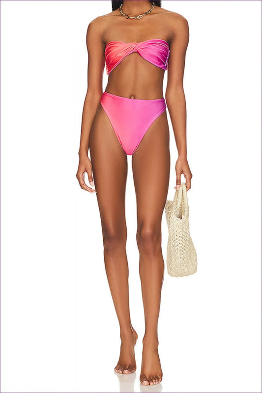 Dive Into Summer With Style In Our Stunning Gradient Color Split Swimsuit. Embrace Boho Vibes a Twist!