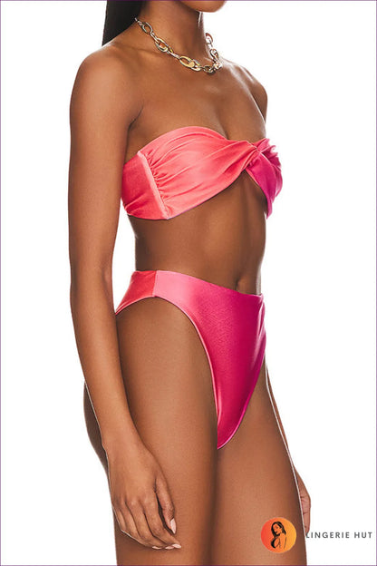 Dive Into Summer With Style In Our Stunning Gradient Color Split Swimsuit. Embrace Boho Vibes a Twist!