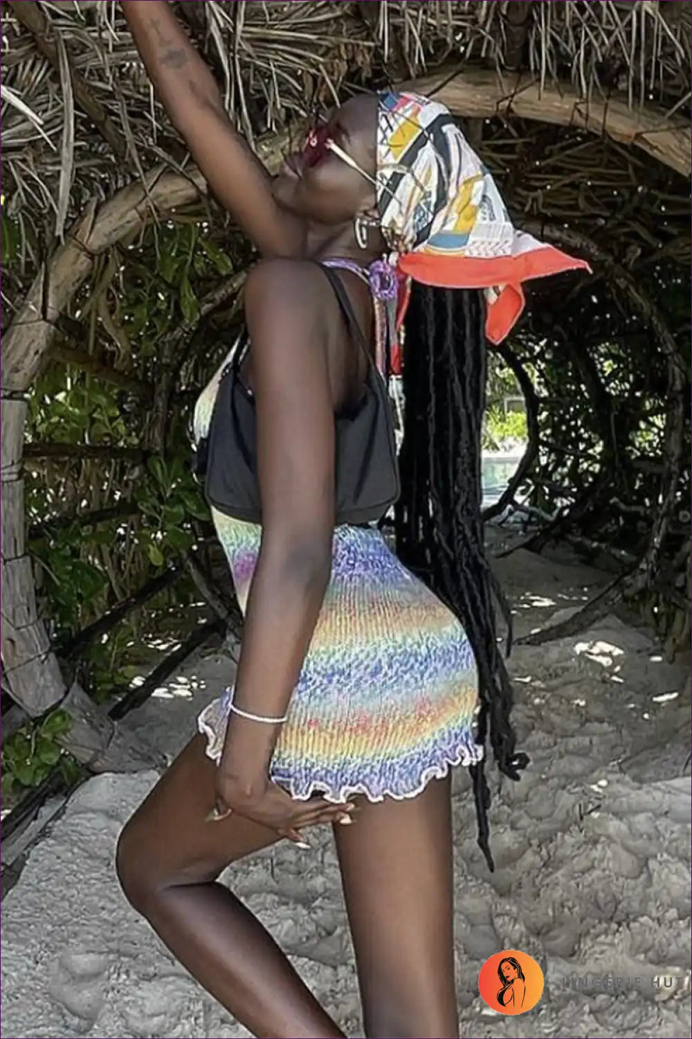 Gradient Knit Halter Mini Dress with Lettuce Hem - Summer Vibes for Beachwear, Bodycon, Casual, Everyday,