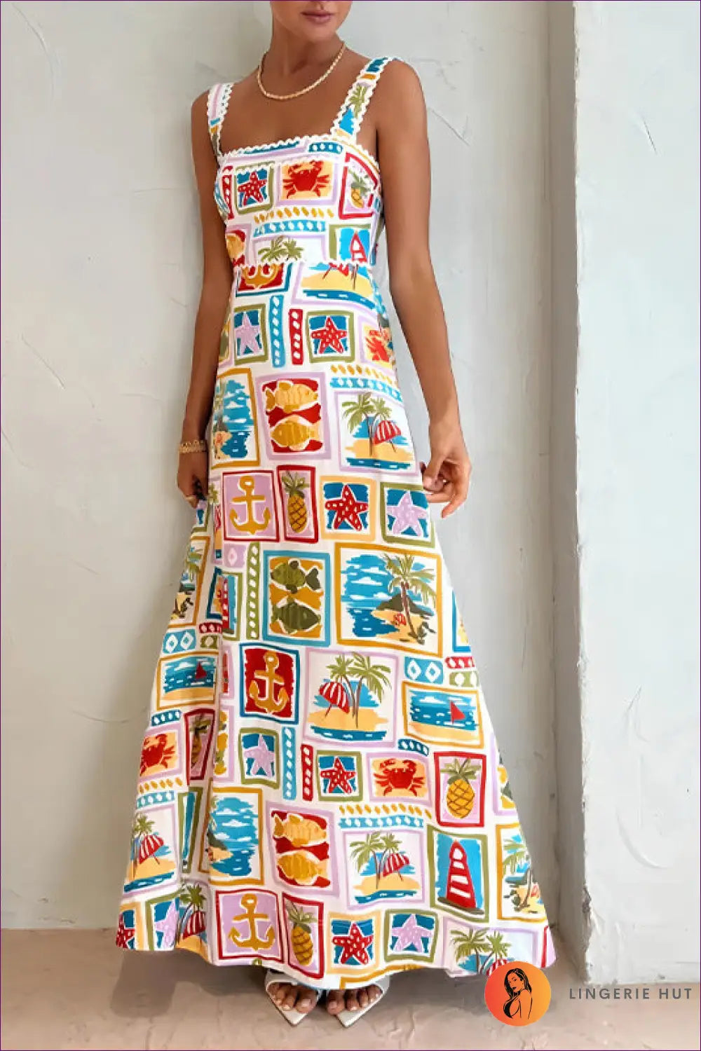 Graphic Maxi Dress - Effortless Summer Glamour - s / White - Dresses - Casual • Clothing • Elegant • Everyday