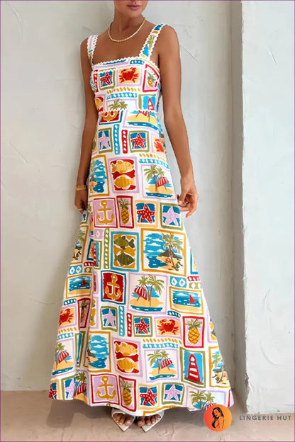 Graphic Maxi Dress - Effortless Summer Glamour - s / White - Dresses - Casual • Clothing • Elegant • Everyday