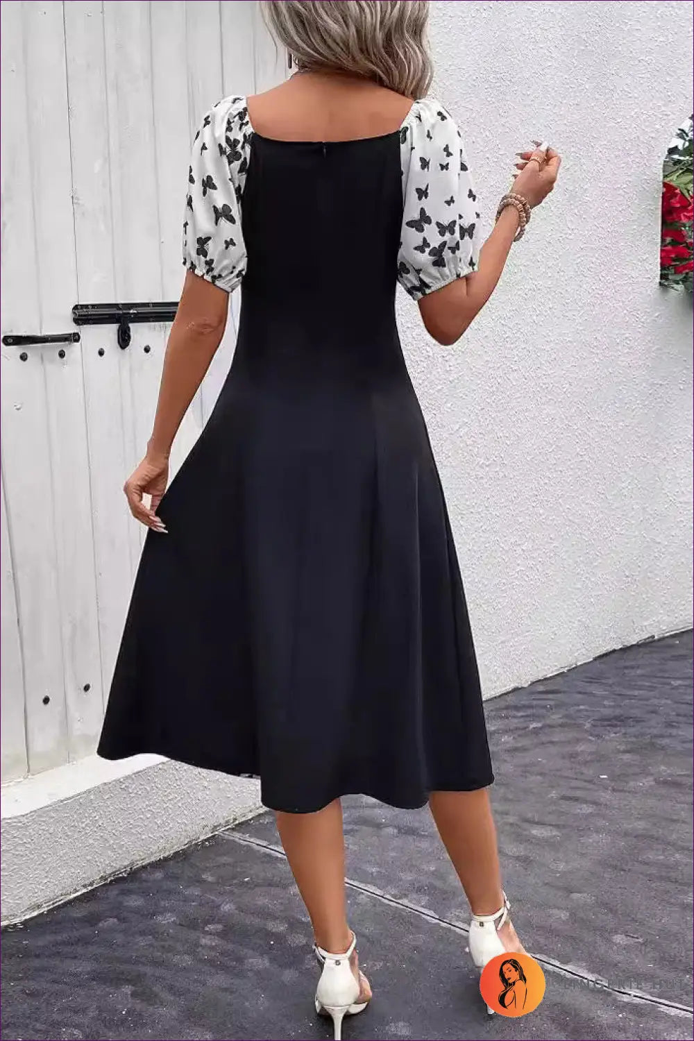 Graphic Patchwork Midi Dress - Effortless Everyday Style - Dresses - Lingerie Hut - A-line • Casual • Cutout