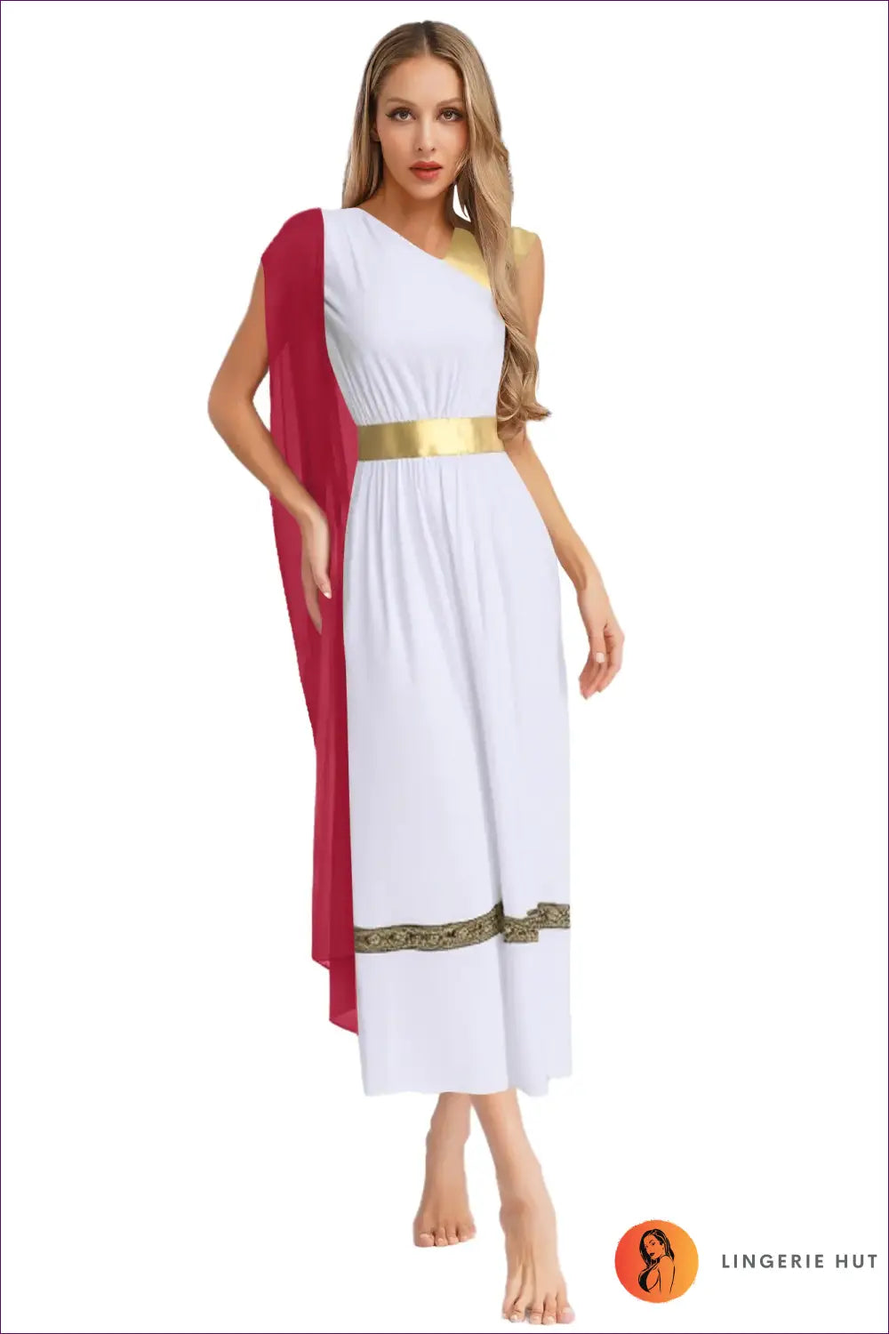 Greek Goddess Costume with Draped Shoulder Trim - Mythical Elegance - Halloween • just in • Party • Role Play