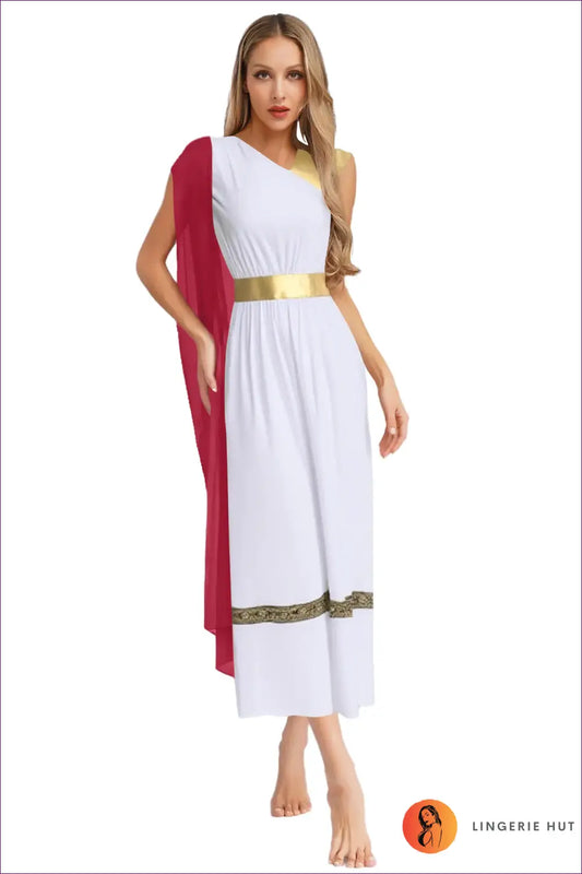 Greek Goddess Costume with Draped Shoulder Trim - Mythical Elegance - Halloween • just in • Party • Role Play