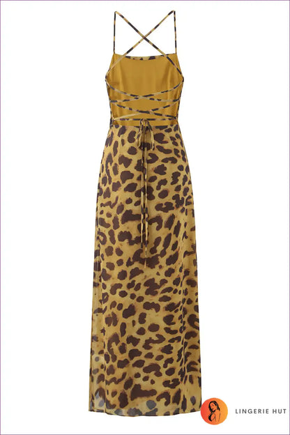 Halter Dress with Animal Print - Wild Sophistication for Animal, Backless, Cutout, Date Night,