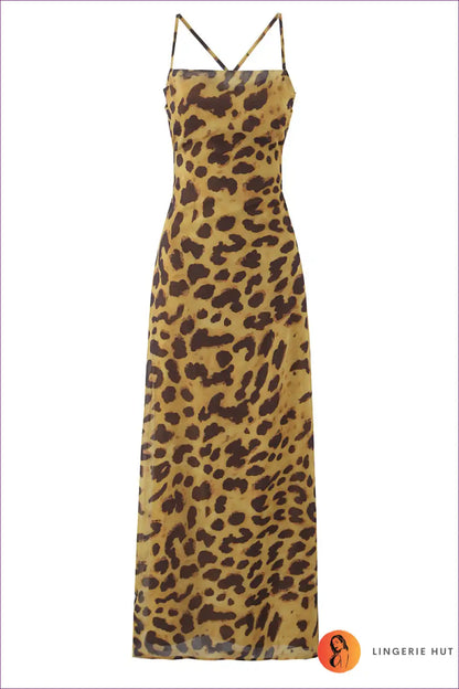 Halter Dress with Animal Print - Wild Sophistication for Animal, Backless, Cutout, Date Night,
