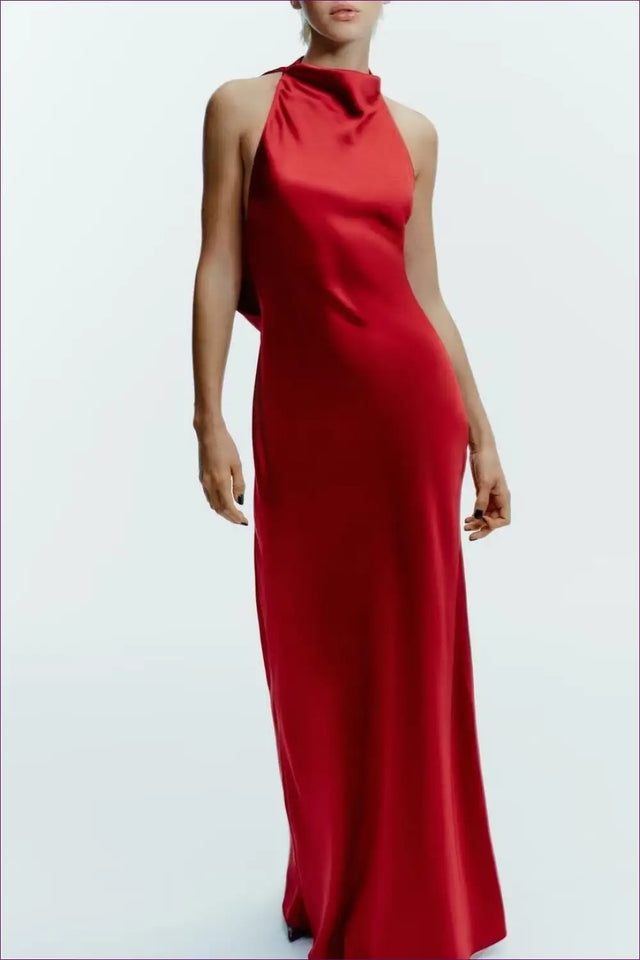 Halter Dress with Backless Detail - Evening Sophistication