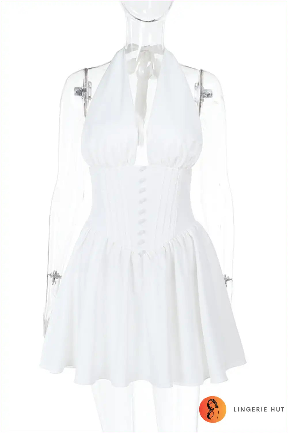 Halter Dress with Ruched Bodice - Effortless Glamour for A-line, Casual, Dress, Glamour, Halter