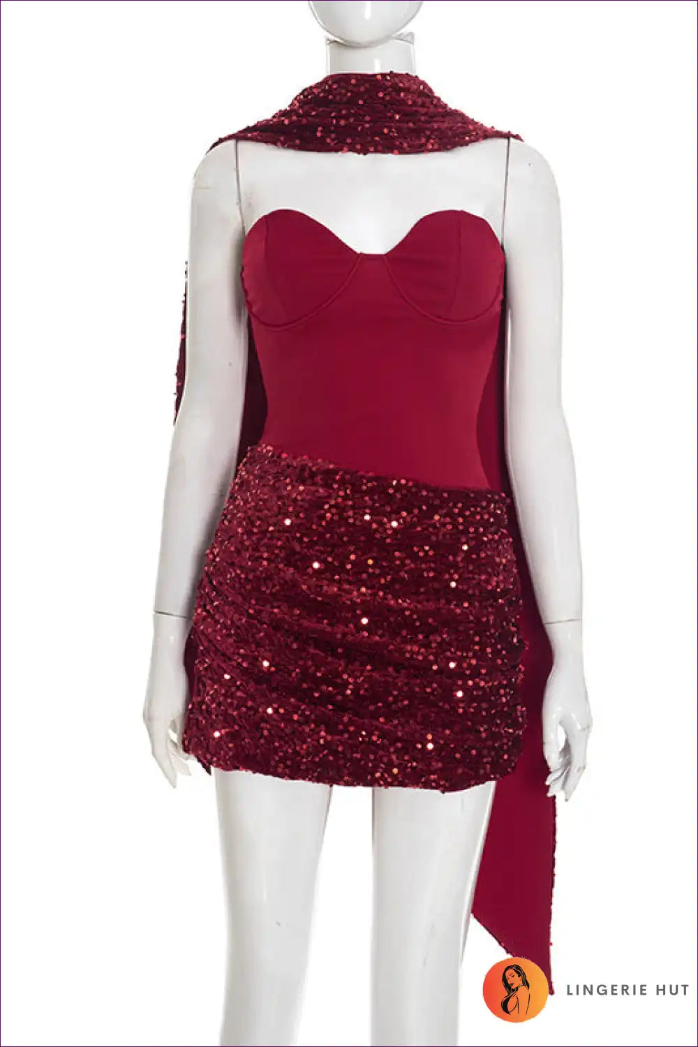 Halter Dress with Sequin Detail - Glamorous Nights for Backless, Bodycon, Clubwear, Cutout,