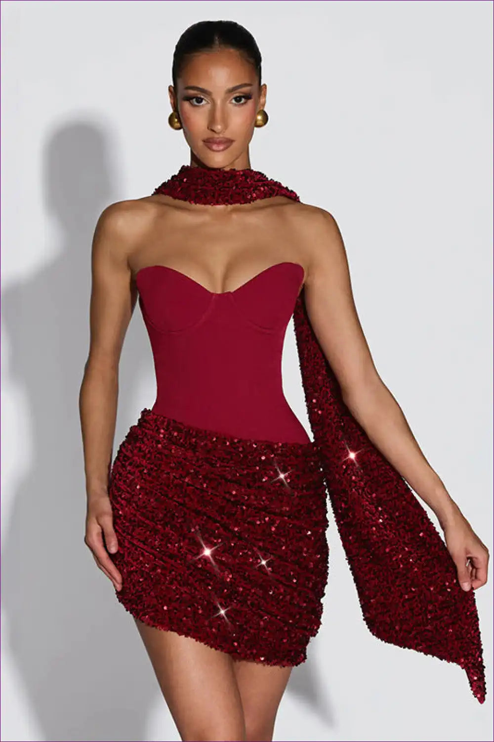 Halter Dress with Sequin Detail - Glamorous Nights for Backless, Bodycon, Clubwear, Cutout,