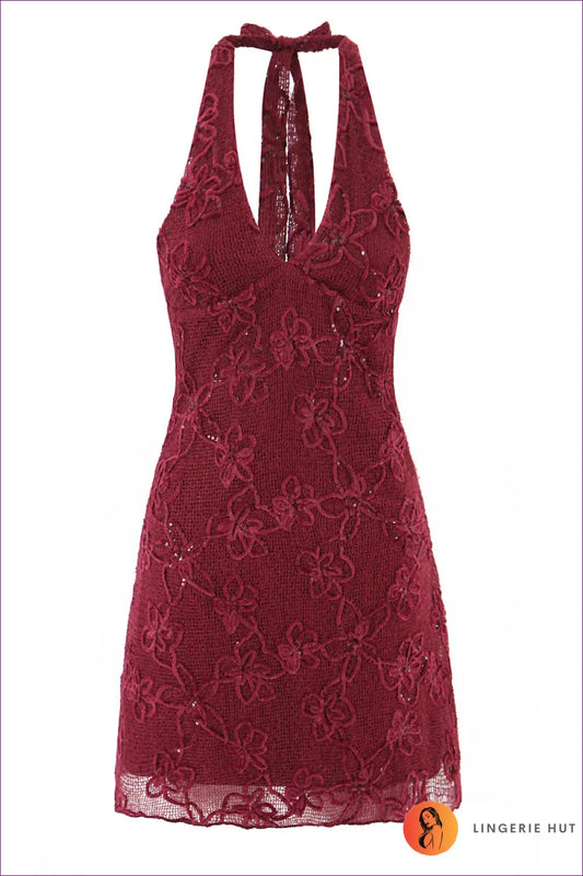 Halter Dress with Sequin Embellishment - Night out Sparkle - Dresses - Lingerie Hut - Backless • Bodycon • Clubwear