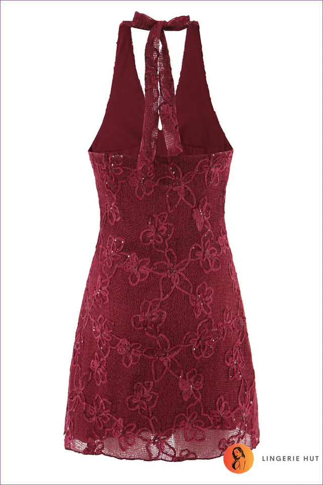 Halter Dress with Sequin Embellishment - Night Out Sparkle
