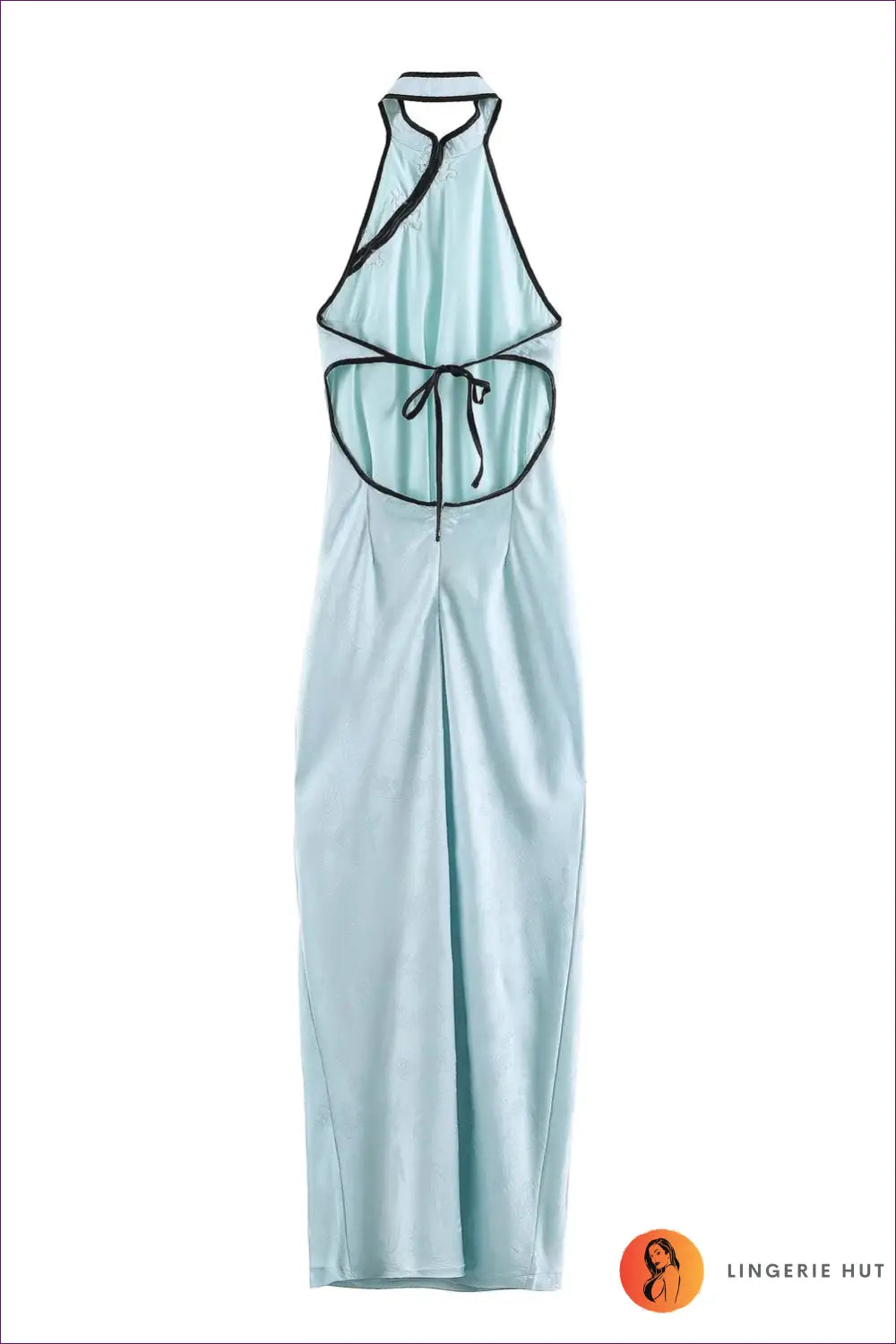 Halter Keyhole Maxi Dress - Frog-knot Trim - Bodycon • Everyday • just in - Senda
