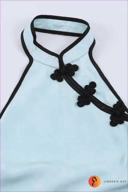 Halter Keyhole Maxi Dress - Frog-knot Trim - Bodycon • Everyday • just in - Senda