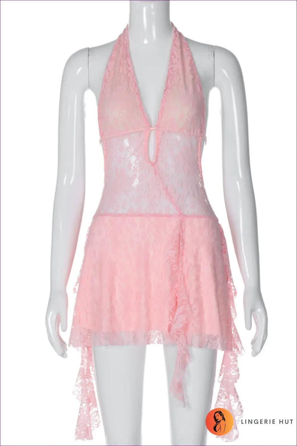 Halter Lace Mini Bodycon Dress - Summer Evenings Sorted - s / Pink - Dresses - Lingerie Hut - Backless • Clubwear