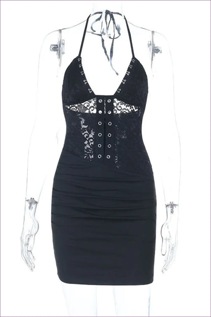 Halter Lace Up Mini Dress - for Unforgettable Summer Nights out - Dresses - Lingerie Hut - Backless • Bodycon