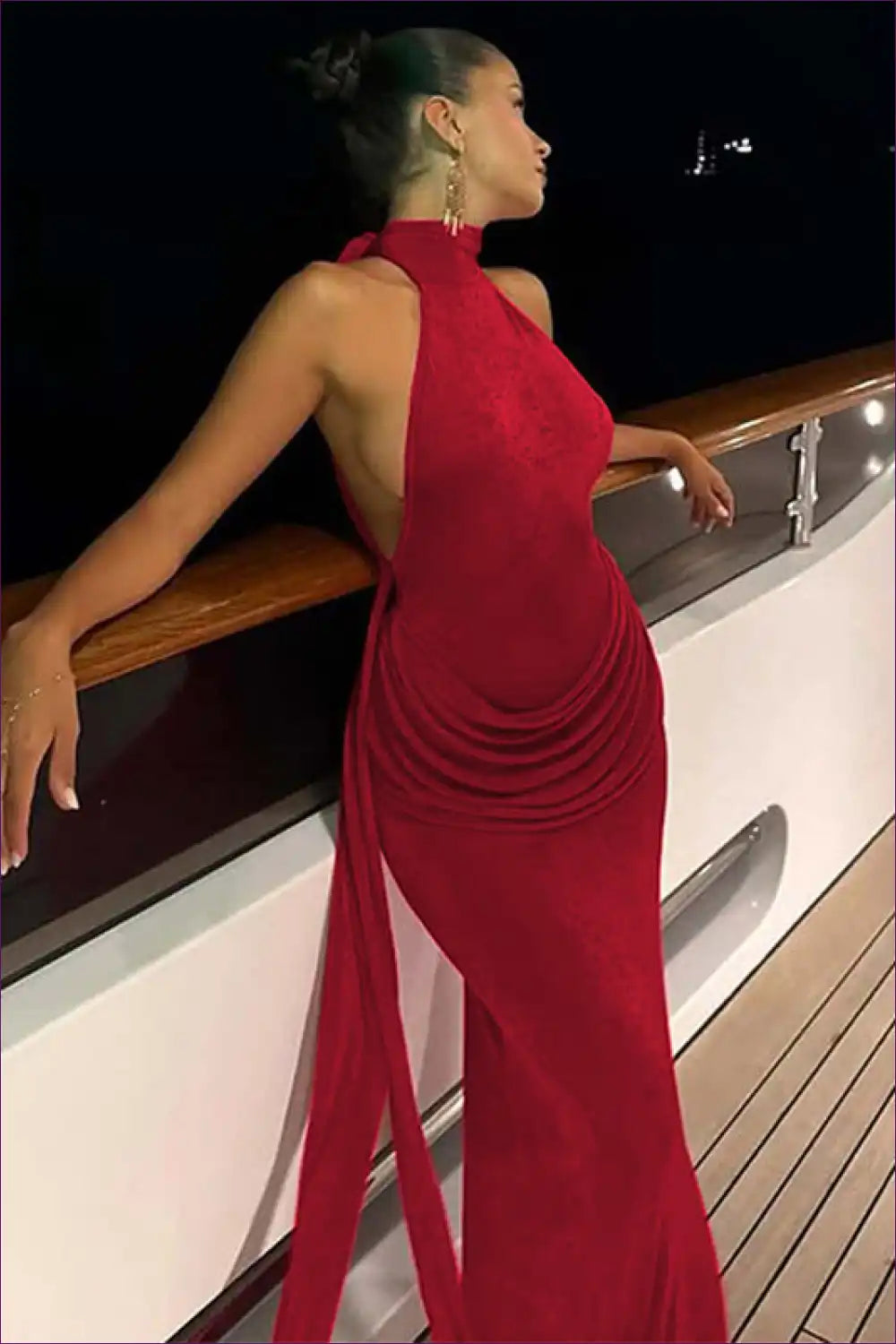 Halter Maxi Dress with Backless Design - Evening Glamour for Backless, Dresses, Evening Wear, Formal