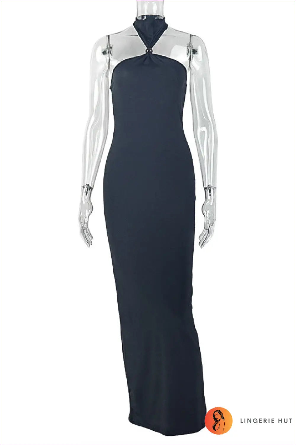 Halter Maxi Dress with Ruched Bodice - Evening Confidence - s / Black - Dresses - Lingerie Hut - All Season • Backless