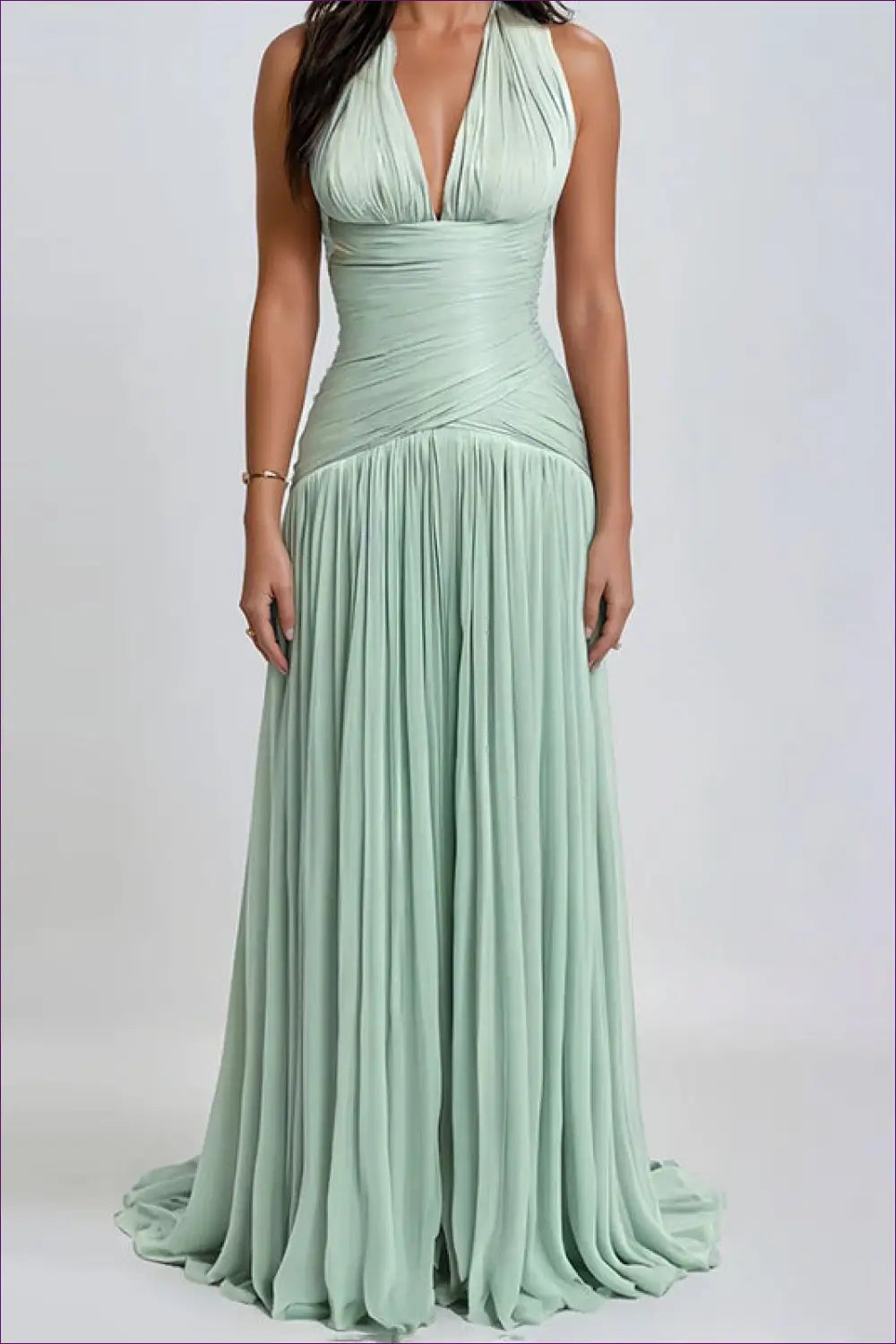 Halter Maxi Gown with Ruched Waist Detail - Evening Glamour - Bodycon Dress - Dresses • just in • Polyester - Lingerie