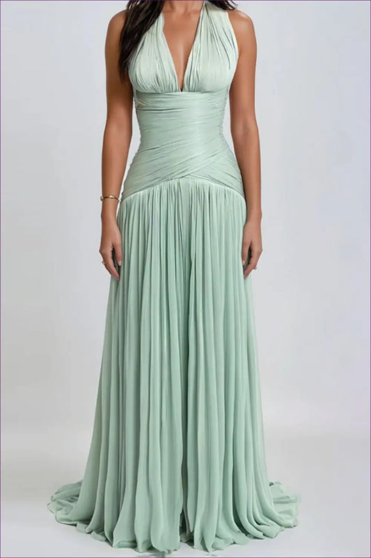 Halter Maxi Gown with Ruched Waist Detail - Evening Glamour - Bodycon Dress - Dresses • just in • Polyester - Lingerie
