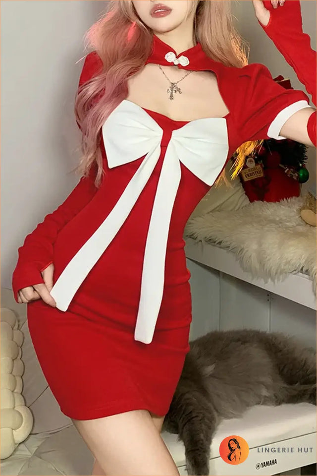 Cutout Bow Detail Mini Dress