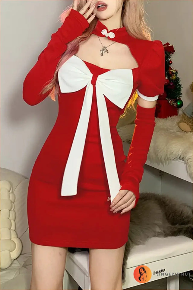 Cutout Bow Detail Mini Dress