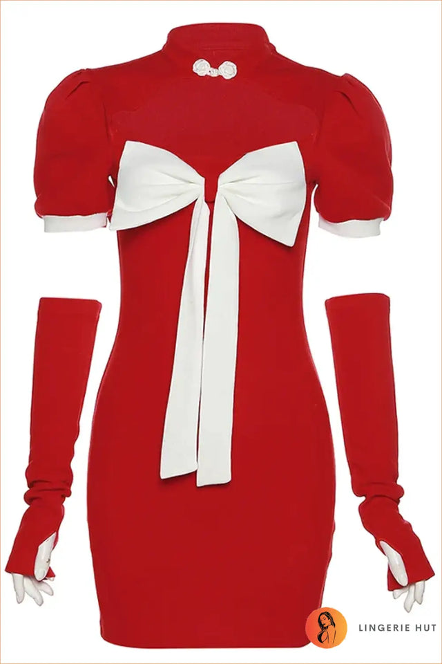 Cutout Bow Detail Mini Dress