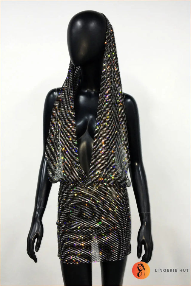 Halter Mini Party Dress with Rhinestones - Effortless Glamour