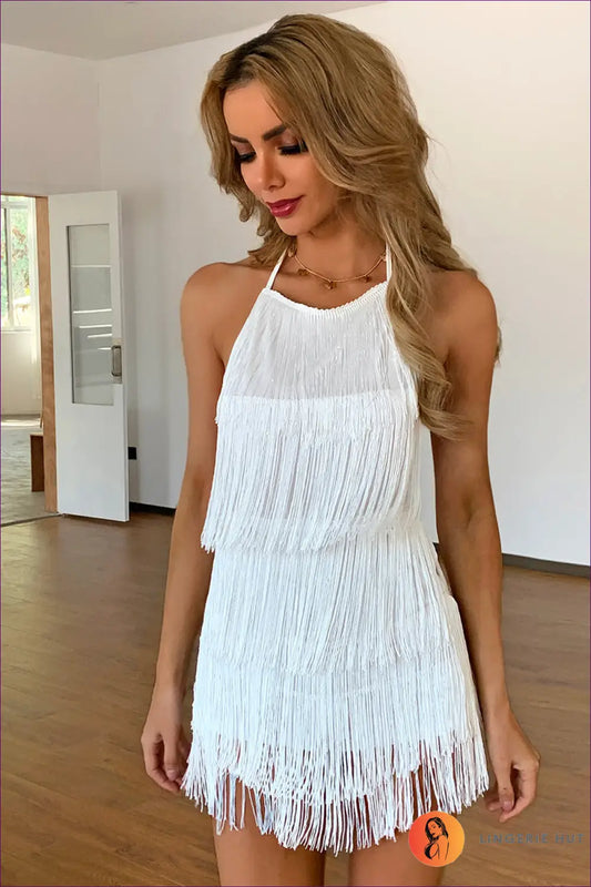 Halter Mini Romper - Effortless Summer Chic - Xs / White - Jumpsuits & Rompers - Lingerie Hut - Backless • Beachwear