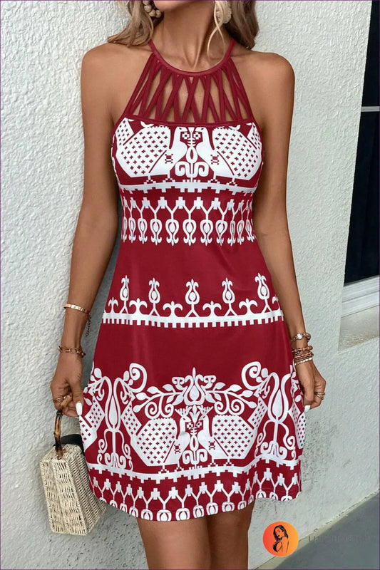 Halter Neck A-line Dress - Contemporary Summer Edge - s / Red - Dresses - Lingerie Hut - Casual • Everyday • Glamour