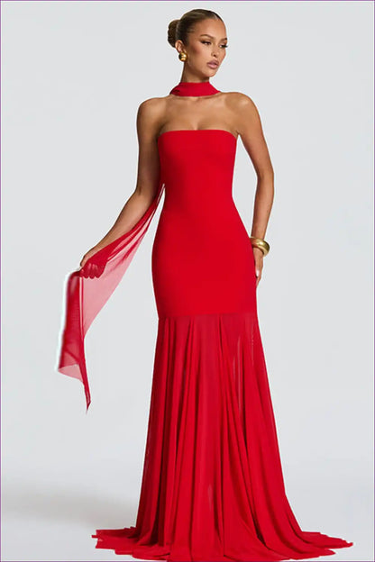 Halter Neck Maxi Dress with Sheer Panel Details for Dresses, Evening Wear, Formal Halter,