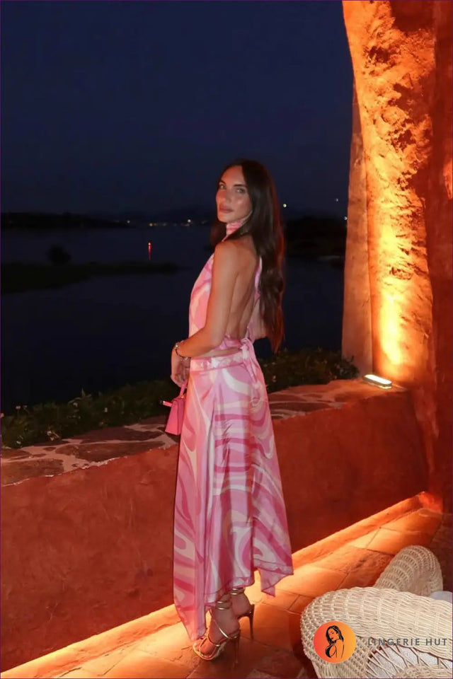 Halter Neck Dress With Handkerchief Hem - Effortless Resort Glamour