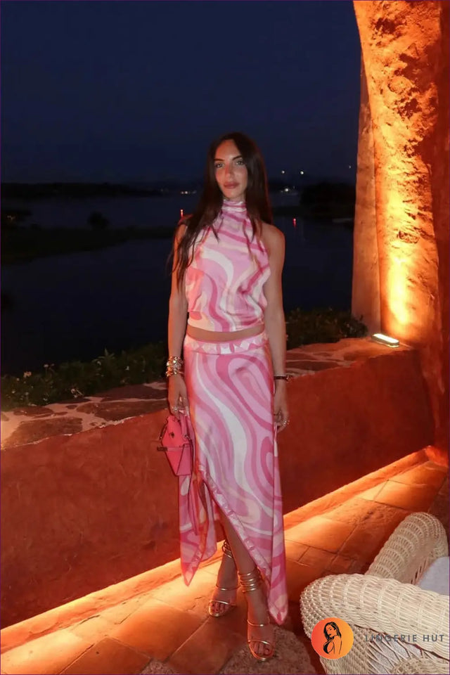 Halter Neck Dress With Handkerchief Hem - Effortless Resort Glamour
