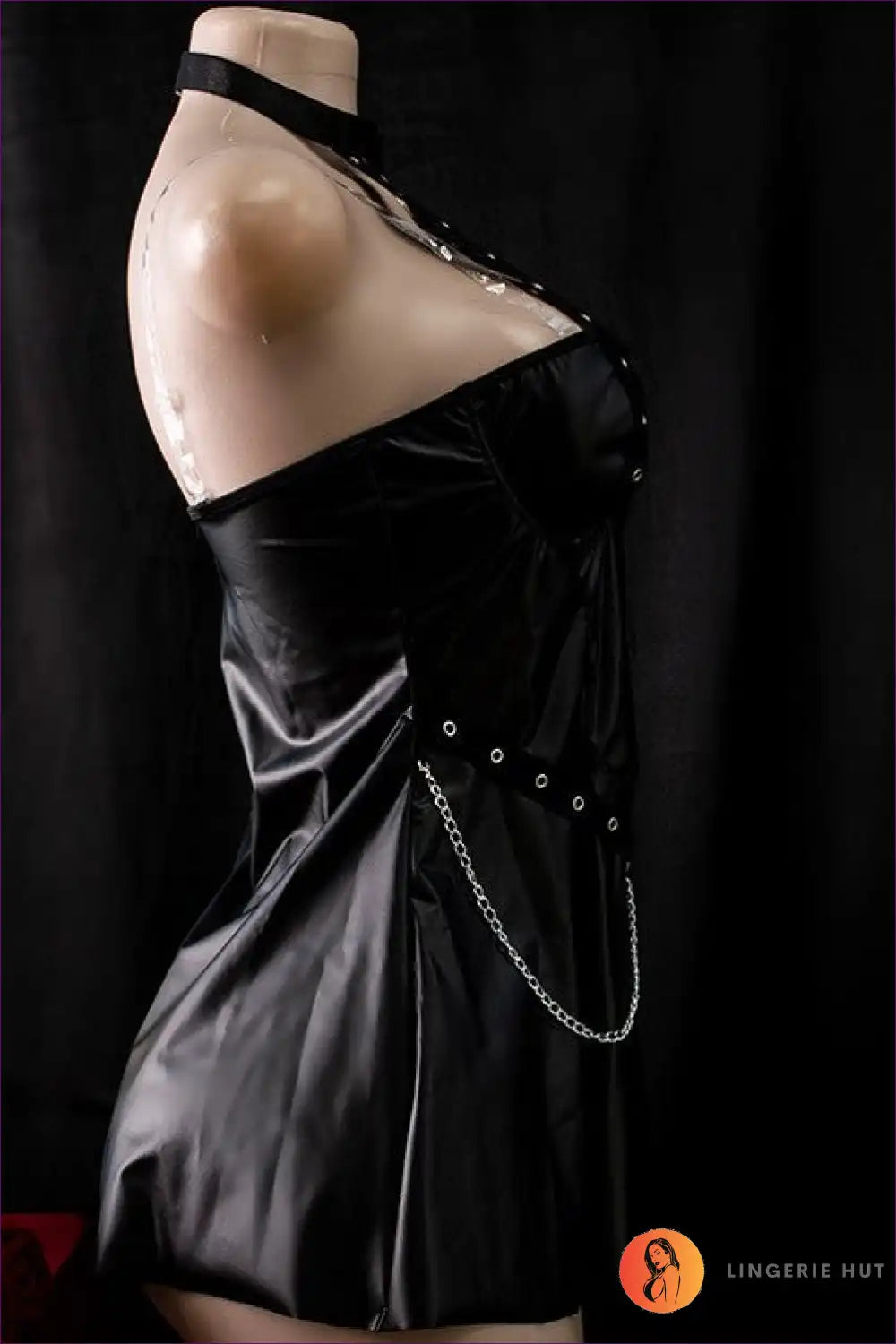 Halter Outfit with Chain Details - Bold Night Fantasy for A-line, All Season, Boudoir, Clubwear, Cutout