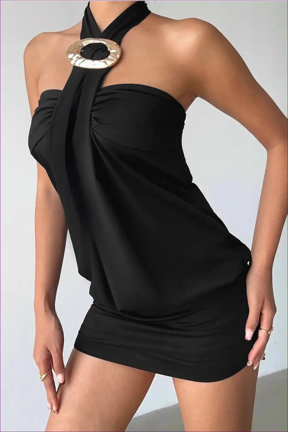 Halter Ruffle Mini Dress with Backless Detail for Club Nights Backless, Bodycon, Clubwear, Date Night,